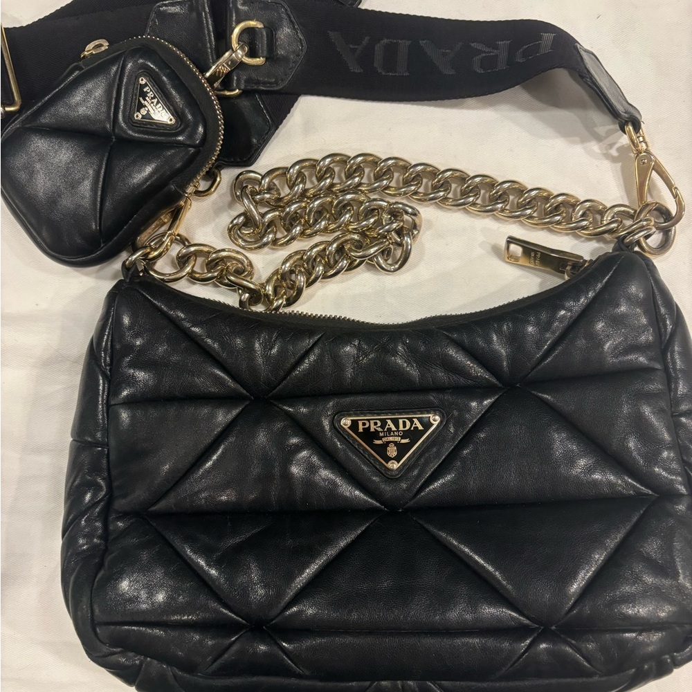 Prada Black Quilted Leather Shoulder Bag